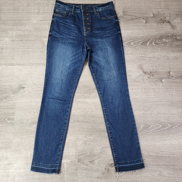 STS Blue Denim - STS BLUE Ashley High Rise Button Fly Blue Denim Raw Hem Jean 28